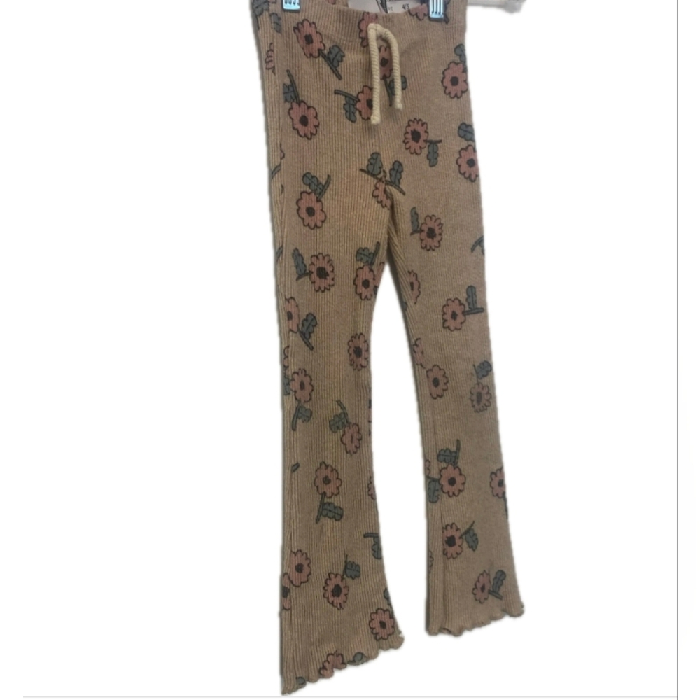 Zara Tan Floral Kids Leggings